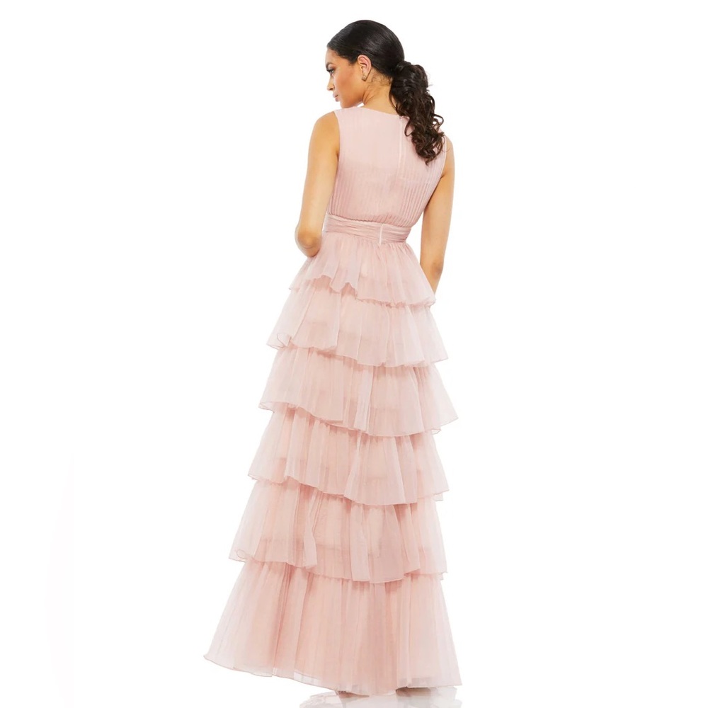 Mac Duggal Dusty Pink Tiered Tulle Maxi Dress - Picture 2 of 4
